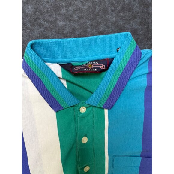 Vintage Puritan Classics Multicolor Stripe Polo Shirt Sz XL - Picture 2 of 4